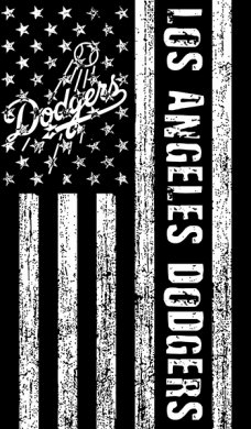 Los Angeles Dodgers Black And White American Flag logo decal sticker