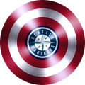Captain American Shield With Seattle Mariners Logo Sticker Heat Transfer