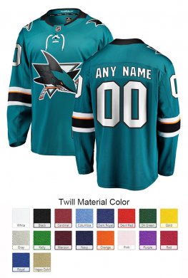 San Jose Sharks Custom Letter and Number Kits for Home Jersey Material Twill