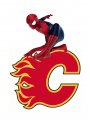 Calgary Flames Spider Man Logo Sticker Heat Transfer