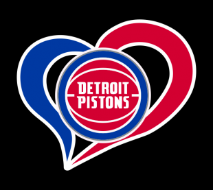 Detroit Pistons Heart Logo Sticker Heat Transfer
