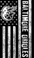 Baltimore Orioles Black And White American Flag logo decal sticker
