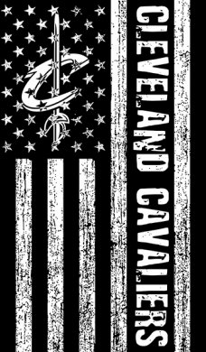 Cleveland Cavaliers Black And White American Flag logo decal sticker