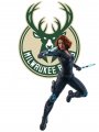 Milwaukee Bucks Black Widow Logo Sticker Heat Transfer