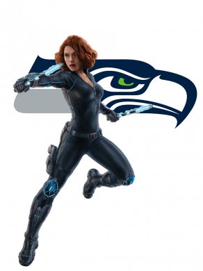 Seattle Seahawks Black Widow Logo Sticker Heat Transfer