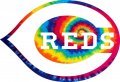 Cincinnati Reds rainbow spiral tie-dye logo decal sticker