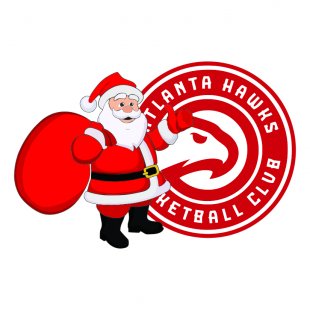 Atlanta Hawks Santa Claus Logo Sticker Heat Transfer