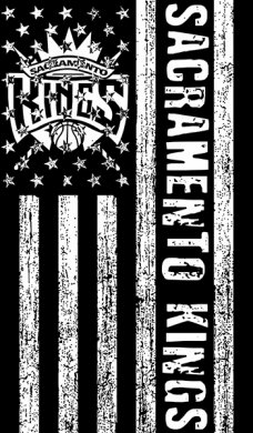 Sacramento Kings Black And White American Flag logo decal sticker