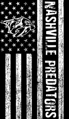 Nashville Predators Black And White American Flag logo decal sticker