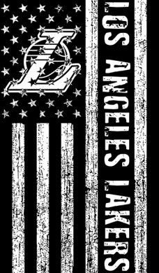 Los Angeles Lakers Black And White American Flag logo Sticker Heat Transfer