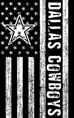 Dallas Cowboys Black And White American Flag logo decal sticker