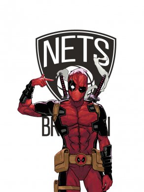 Brooklyn Nets Deadpool Logo Sticker Heat Transfer