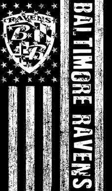 Baltimore Ravens Black And White American Flag logo Sticker Heat Transfer