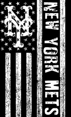 New York Mets Black And White American Flag logo Sticker Heat Transfer