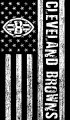 Cleveland Browns Black And White American Flag logo decal sticker