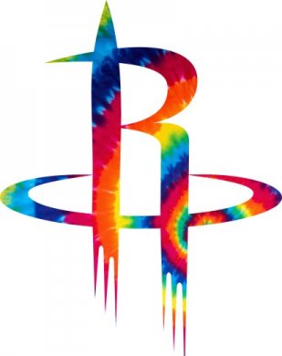 Houston Rockets rainbow spiral tie-dye logo decal sticker