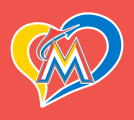 Miami Marlins Heart Logo Sticker Heat Transfer