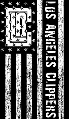 Los Angeles Clippers Black And White American Flag logo decal sticker