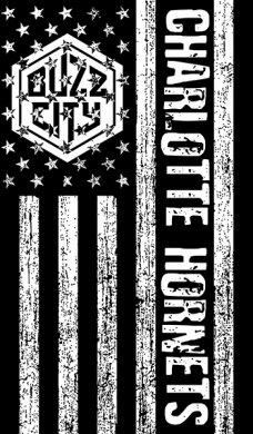Charlotte Hornets Black And White American Flag logo decal sticker
