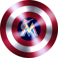 Captain American Shield With Miami Marlins Logo Sticker Heat Transfer